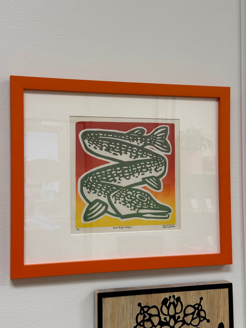 “Esox Zigus Zagus” Pike Original Wood Block Print